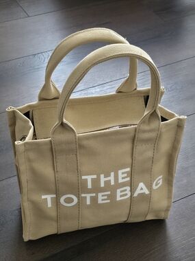 Marc Jacobs Tan Mini Canvas Tote with White 'THE TOTE BAG' Logo